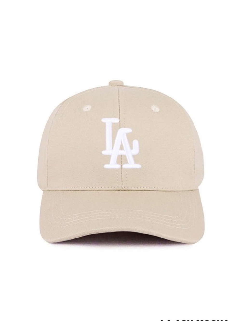 Beige Baseball Cap with White LA Logo